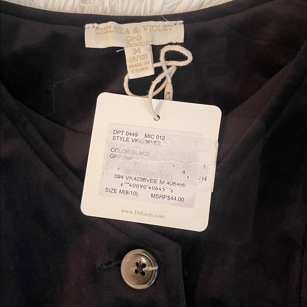 Chelsea & Violet Black Buttoned Vest Top Size Medium NWT - Picture 4 of 7